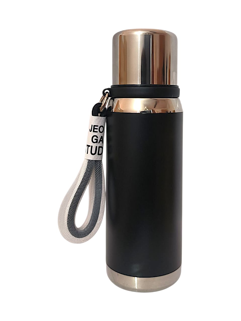 TERMO CON TAZA DE ACERO INOXIDABLE NEGRO - NO SUBLIMABLE